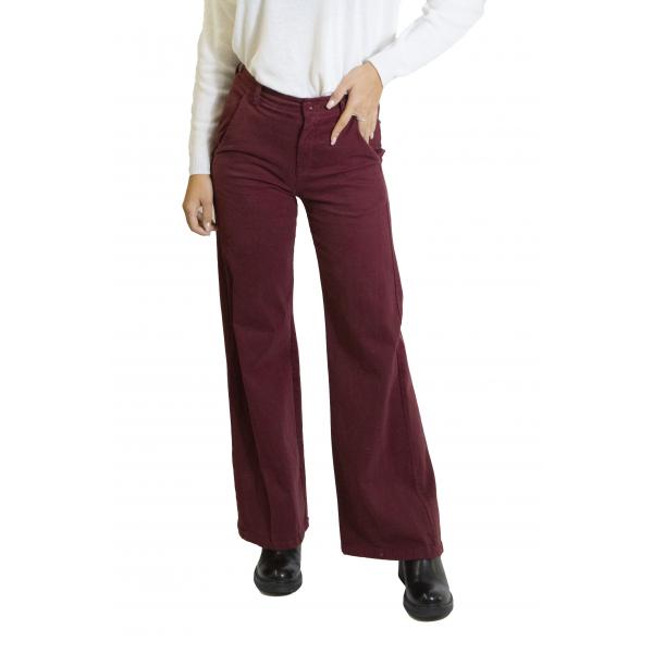 Pantalone palazzo con elastico dietro cotone pesante